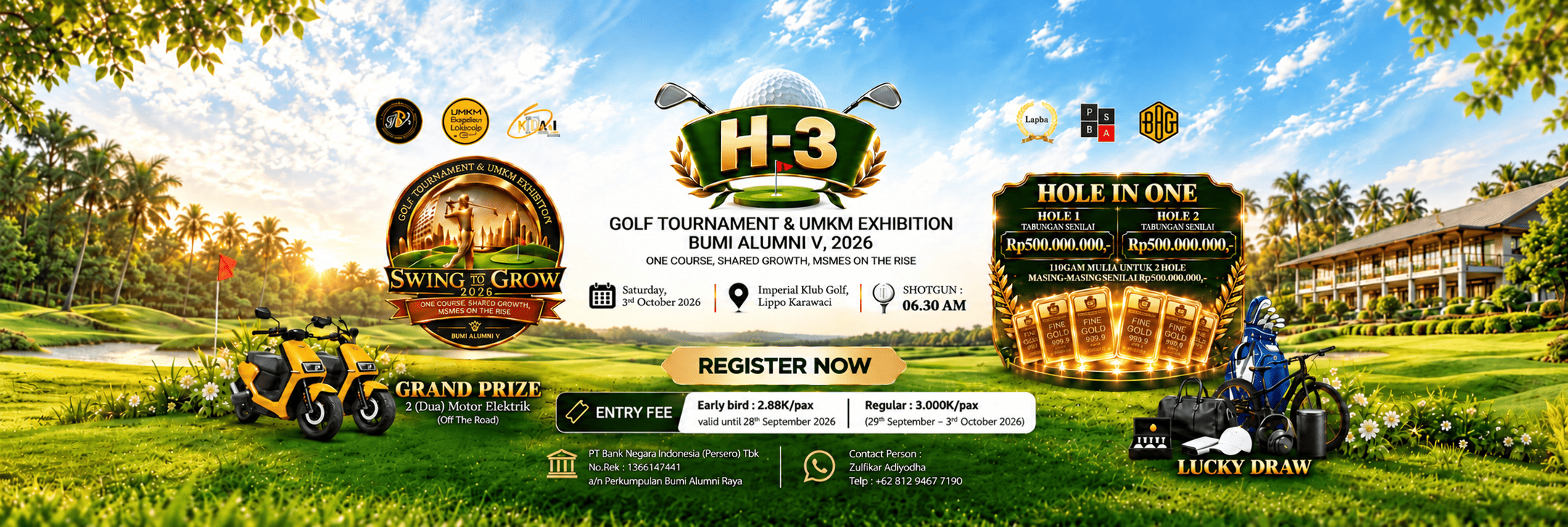 H-3 Golf Tournament & UMKM Exhibition 2026, PBA Siapkan Beragam Hadiah Menarik